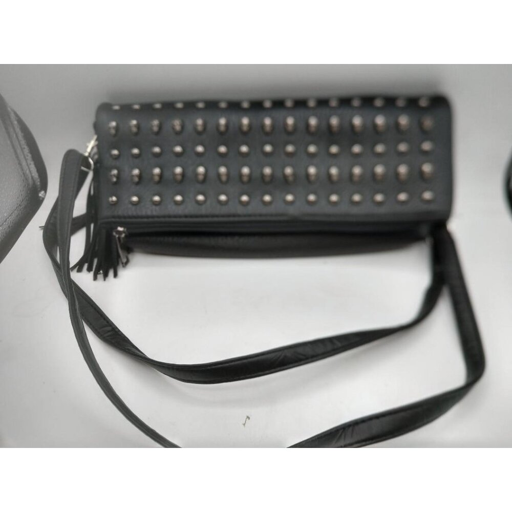 Torrid Black Faux Leather Crossbody Bag With Silver Skull Studs & Zipper Closure